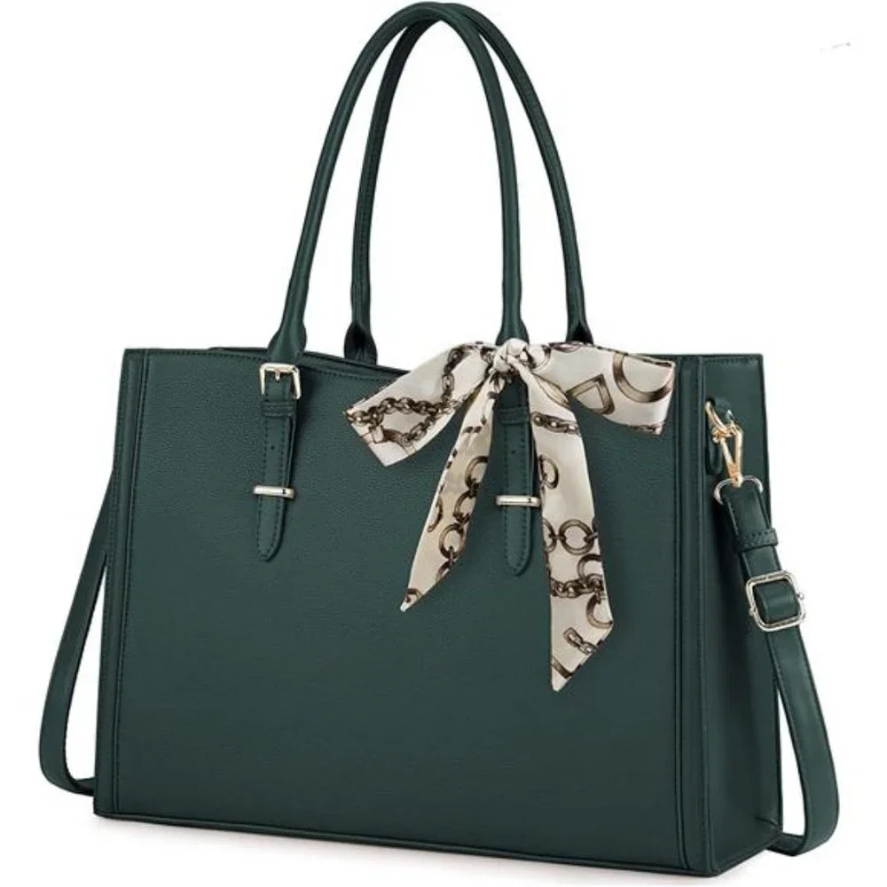 Women's Laptop Bag Waterproof Tote Bag, Green, 15.6 inch